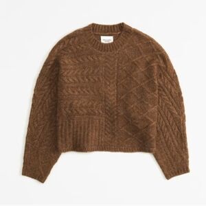 Abercrombie & Fitch Cable Crew Dolman Brown Sweater Sz Small / Medium